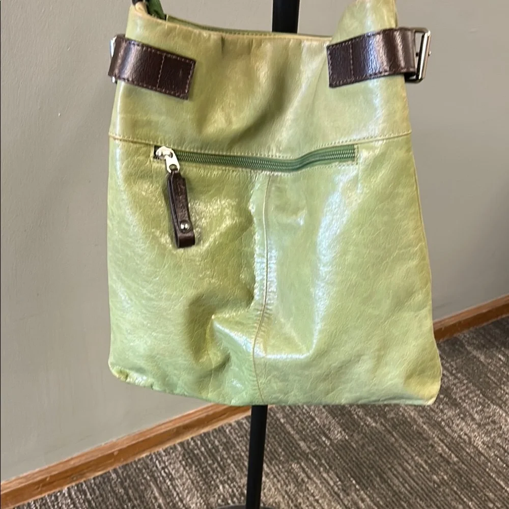 Tano Olive Green Crossbody with Dark Brown Accents